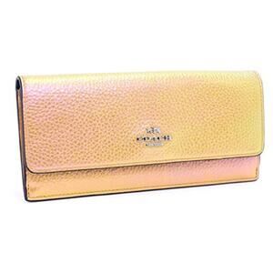COACH NEW Hologram Leather Soft Wallet Gold Silver Yellow Pink Iridescent